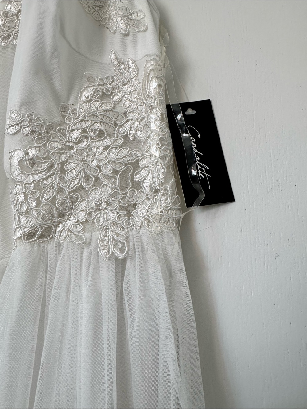 White Lace Appliqué Tulle Dress